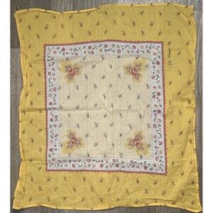 LES OLIVADES Scarf Square Made In France COTTON 23x24” Yellow Cottage Core